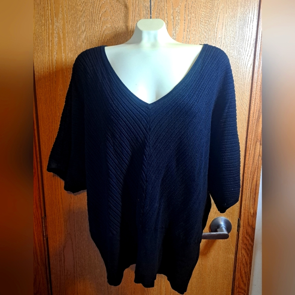 Lane Bryant Black V-Neck Short Sleeved Sweater